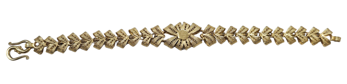 Handmade Filigree Flower Bracelet made in Solid 22-Karat Yellow Gold