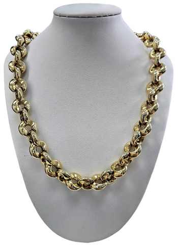 Italian Fancy Thick Link 17" Necklace made in 14-Karat Yellow Gold
