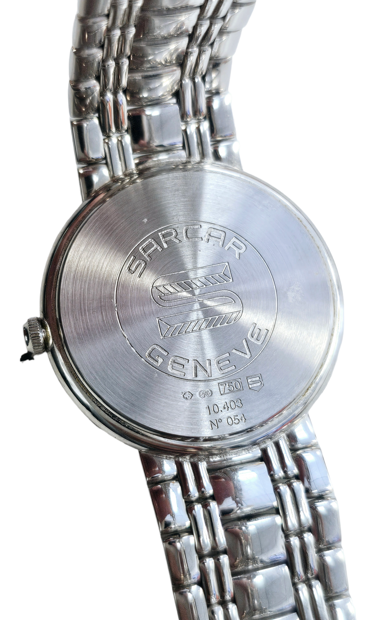 Sarcar Geneve Diamond Bezel/ Diamond Marker Watch made in 18-karat White Gold