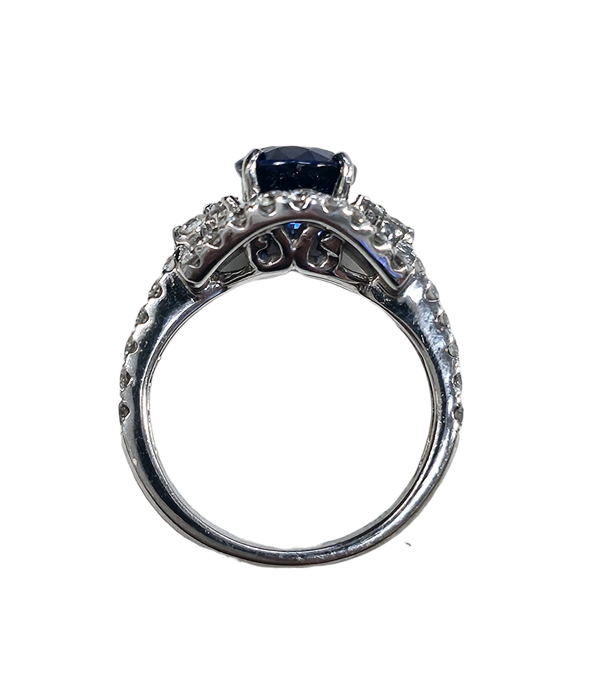 Royal Blue Sapphire and Diamond Ring made in 18-Karat White Gold