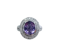 Bezel Set Amethyst and Diamond Ring made in 18-Karat White Gold