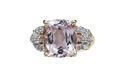 Cushion Cut Morganite and Diamond Ring made in 14-Karat Yellow Gold