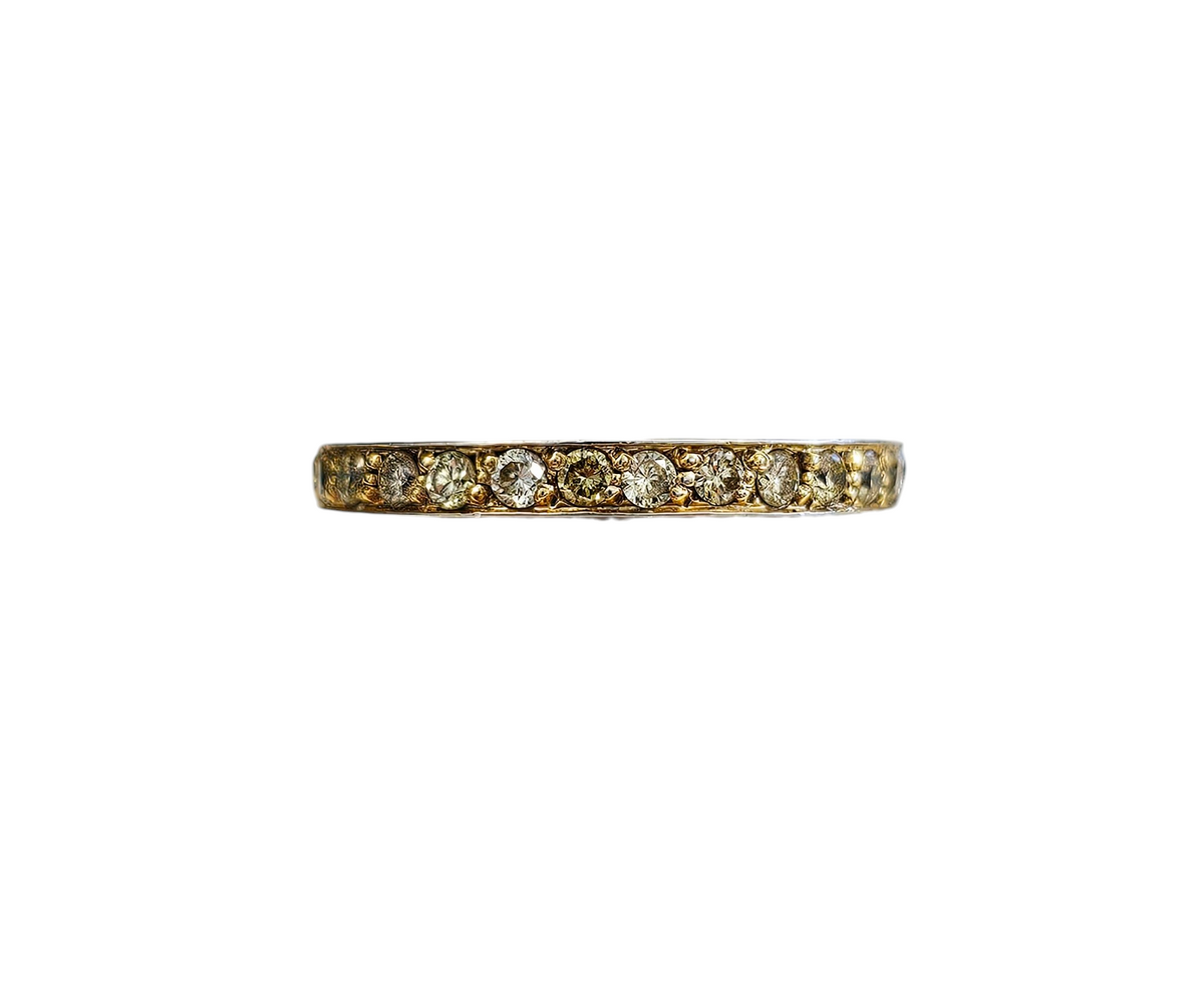 Fancy Yellow and White Diamond Eternity Band Half Gold Plated made in Solid Platinum