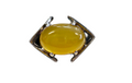 Yellow Cabochon Agate set in Geometric Modern Setting made in 18-Karat White Gold