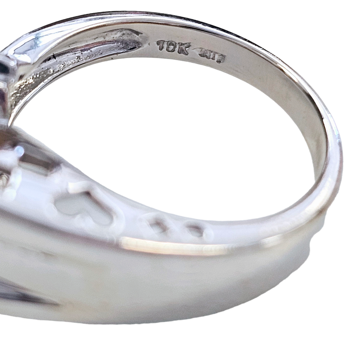 Trillion Cut Spessartite Garnet and Channel set Diamond Ring made in 10-Karat White Gold