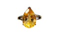 Pear-Shaped Citrine Solitaire Ring with Split Shank made in 10-Karat Yellow Gold