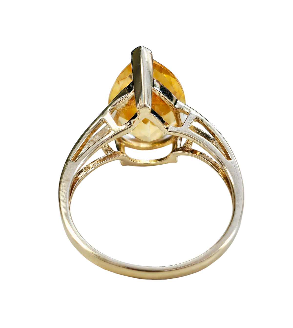 Pear-Shaped Citrine Solitaire Ring with Split Shank made in 10-Karat Yellow Gold