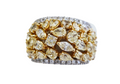 Multi-shape Yellow and White Diamond Ring Band made in Two-tone 18-Karat Yellow and White Gold