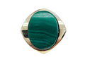 Green Oval Cabochon Malachite Modern designed Ring with Textured sides made in 18-Karat Yellow Gold