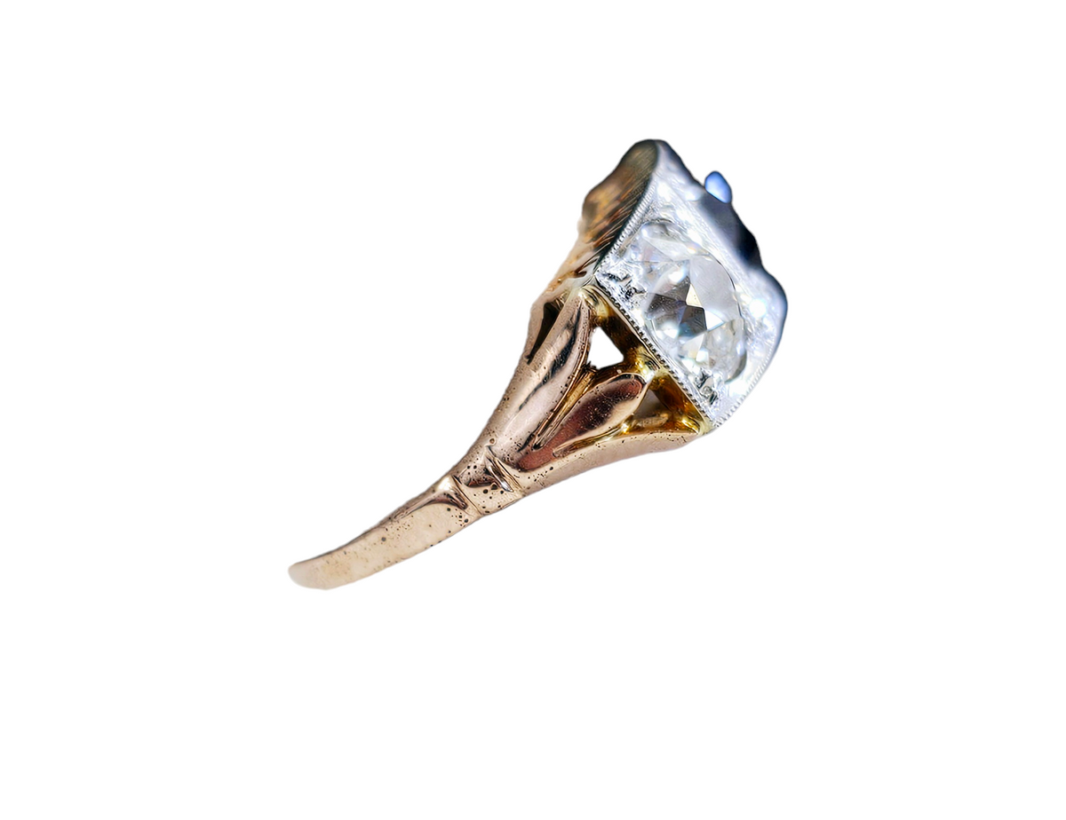 Vintage Circa 1940's Diamond and Blue Sapphire Ring made in 14-Karat Yellow and White Gold