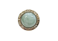 Cabochon Round Green Jade Greek Key Style Ring made in 14-Karat Yellow Gold