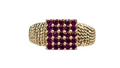 Pave Ruby Ring with Twisted Rope Textured Design made in 14-Karat Yellow Gold