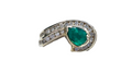 Pear Shape Columbian Emerald and Channel Set Diamond Ring made in 14-Karat Yellow Gold
