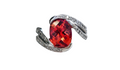 Mandarin Oval Cut Garnet and Diamond Bypass Half-Bezel Ring made in 14-Karat White Gold