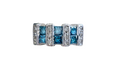 Princess Cut Channel Set Blue Diamond and Pave Set White Diamond Ring made in 14-Karat White Gold