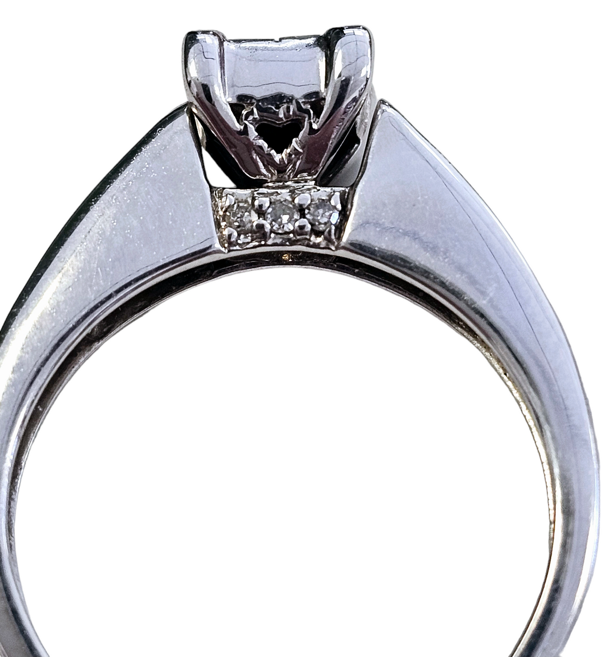 Princess Cut Cluster and Channel Set Diamond Engagement Ring made in 14-Karat White Gold