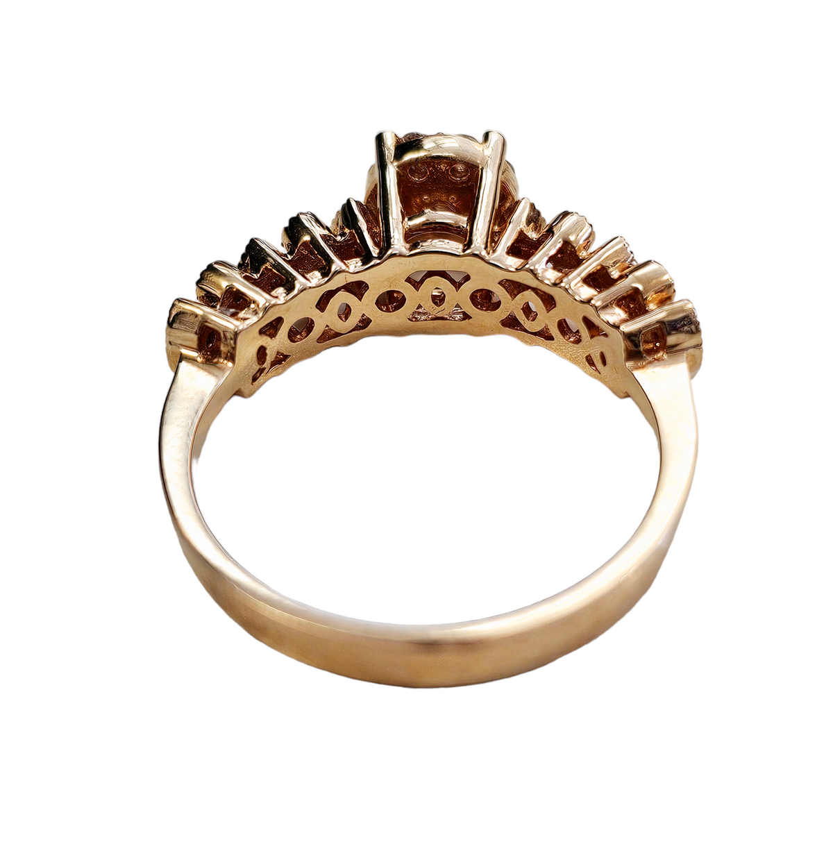 Cluster Diamond Milgrain ring and Diamond Milgrain Band Set made in 14-Karat Rose Gold