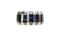 Baguette Blue Sapphire and Diamond Channel Set Thick Ring Band made in 14-Karat Yellow Gold