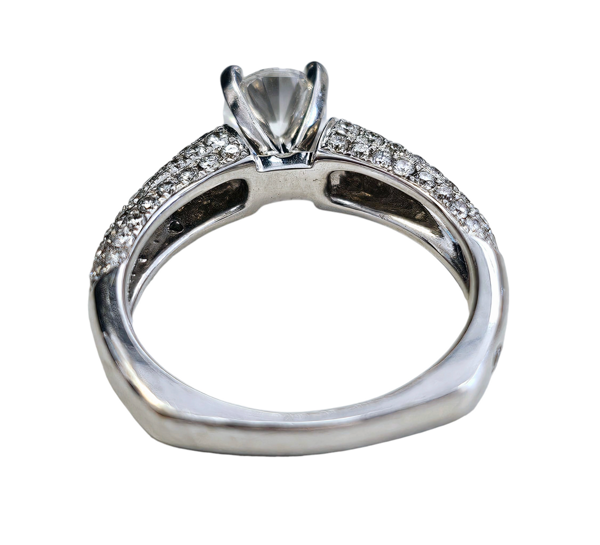 0.81 CT Diamond Engagement Ring with Pave Diamond setting made in 14-Karat White Gold