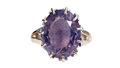 Circa 1960's Vintage Oval Amethyst Ring with Split Shank made in 14-Karat Yellow Gold