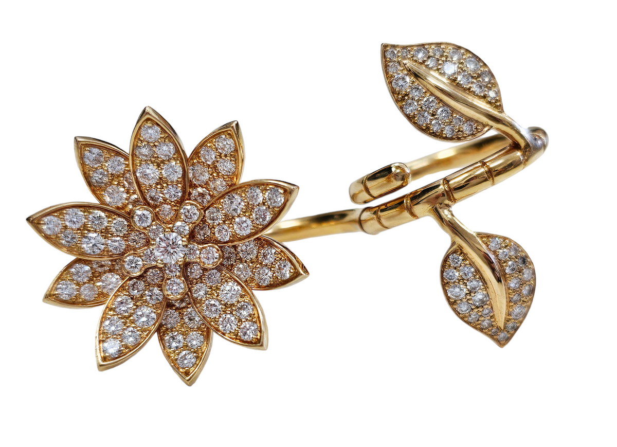 Diamond Floral Design Single/ Double finger Ring made in 18-Karat Rose Gold