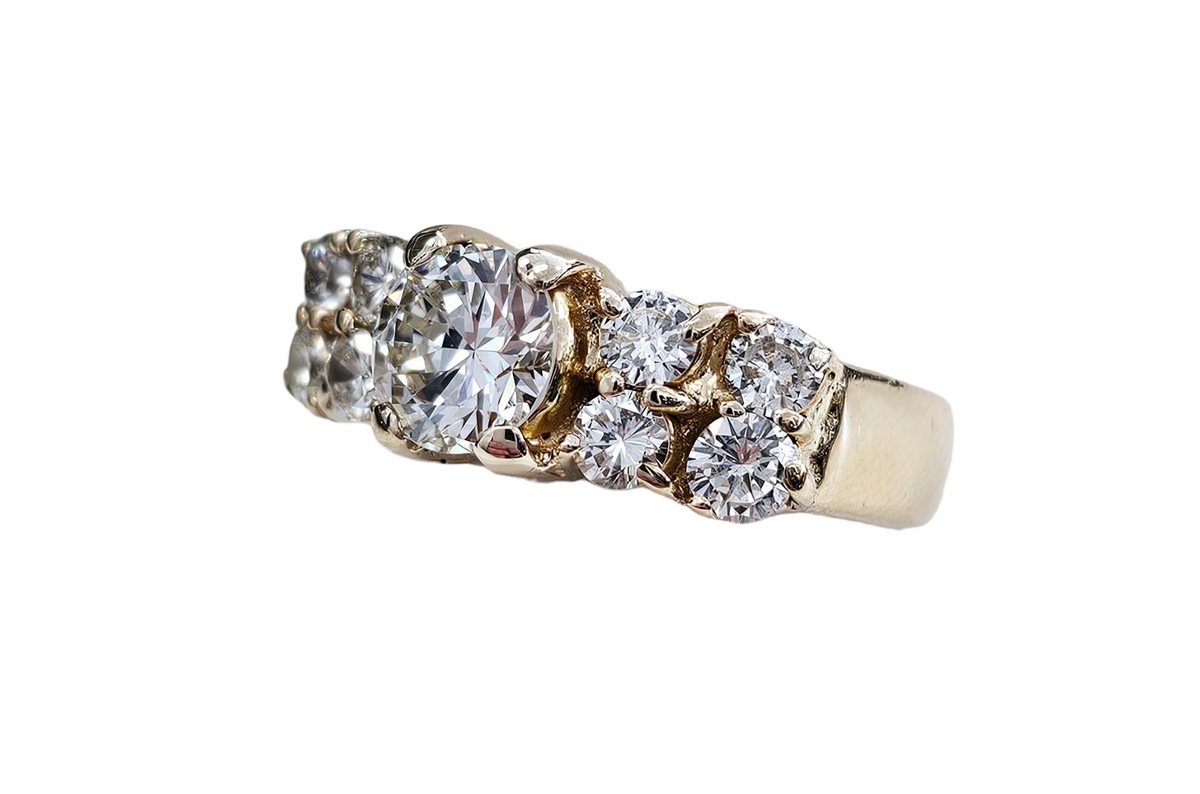 Diamond Engagement Ring with Side Diamonds made in 14-Karat Yellow Gold