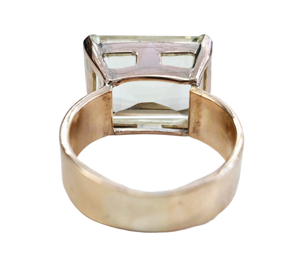 9 CT Emerald Cut Citrine Cocktail Ring made in 14-Karat Rose Gold