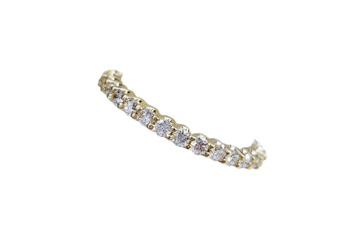 Round Brilliant Cut Diamond Eternity Band with U-Prong Style setting made in 18-Karat Yellow Gold