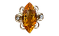 Marquise Cut Citrine Ring with Old Cut Diamonds made in 18-Karat Rose Gold
