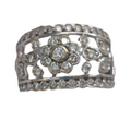 Wide Floral Design Diamond Ring Band in 14KT White Gold