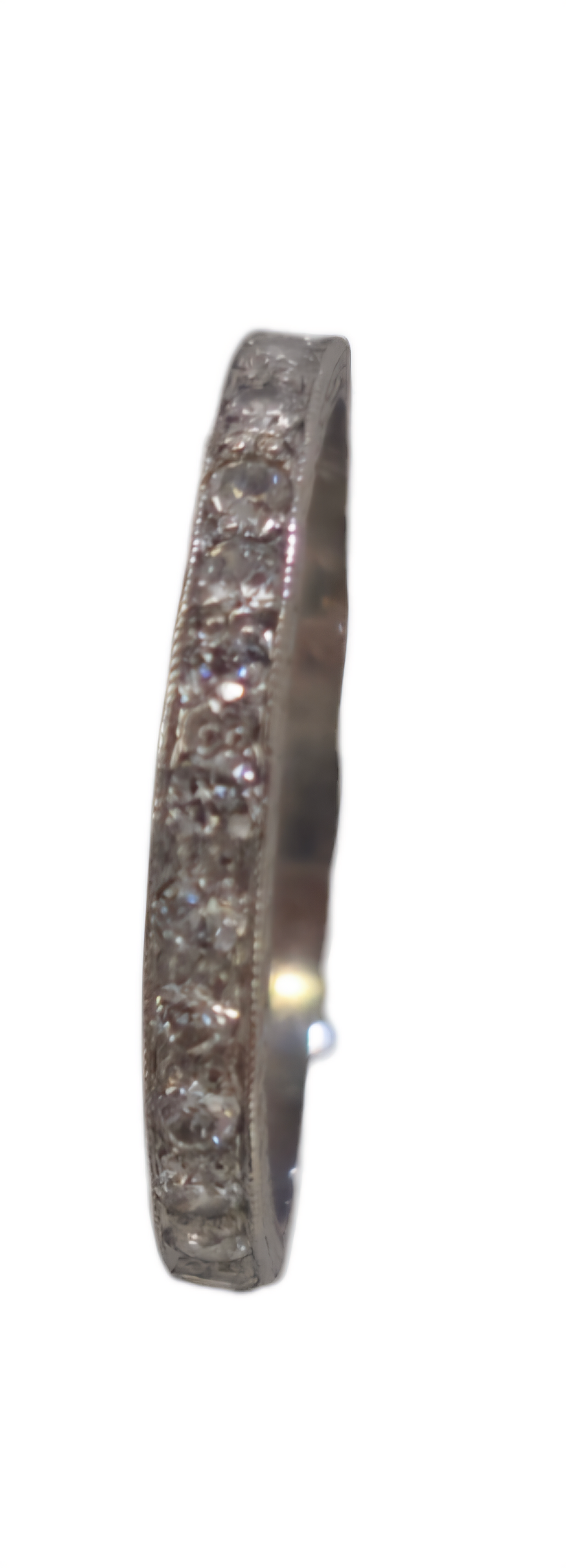 Vintage Diamond Platinum Band with Hand Engraving