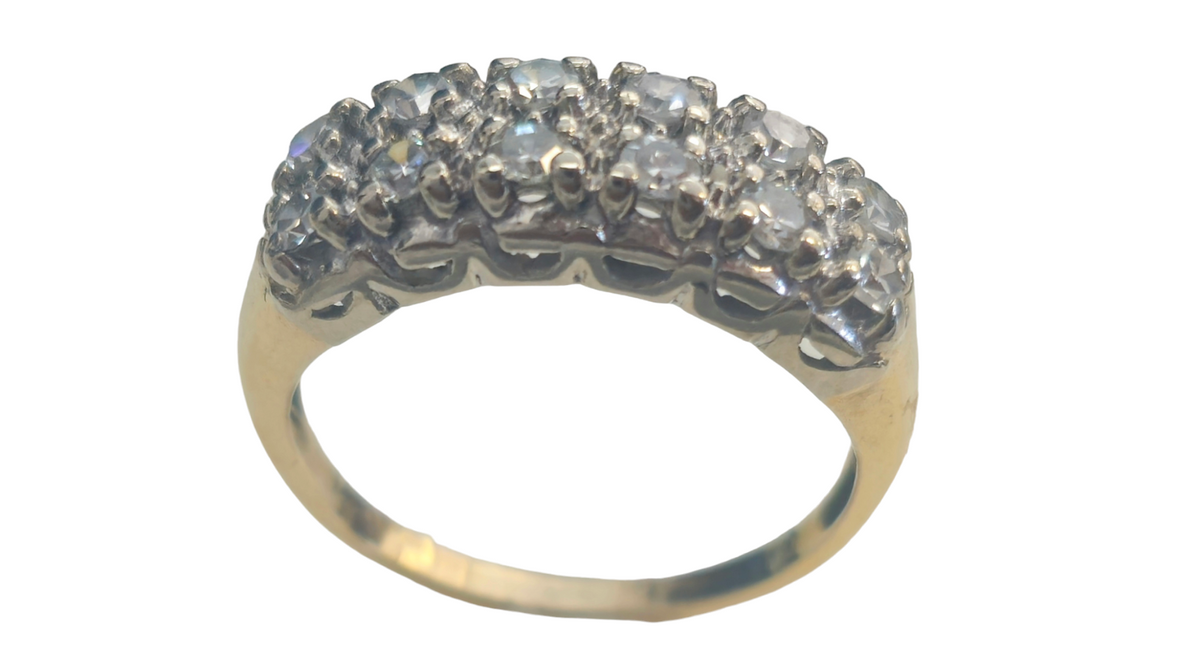 Two Rows Diamond Band 14 Karat