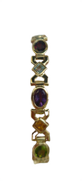 European Style Bracelet with Colored Stones in 14 Karat Gold