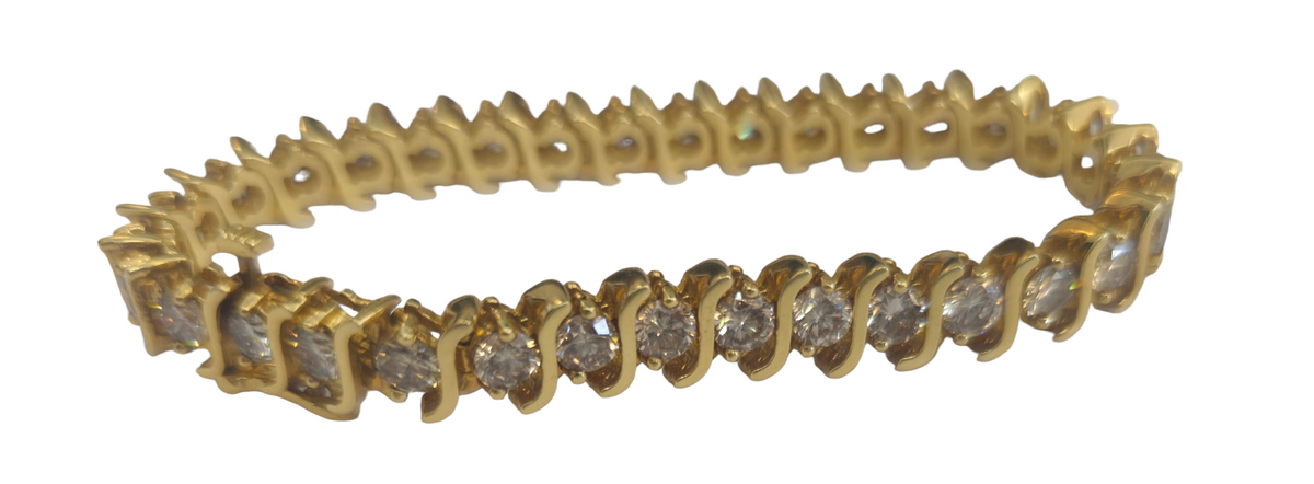 S-Diamond Tennis Bracelet in 14 Karat Gold