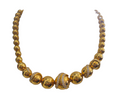 Bead Necklace in 18Kt Yellow Gold with Diamonds