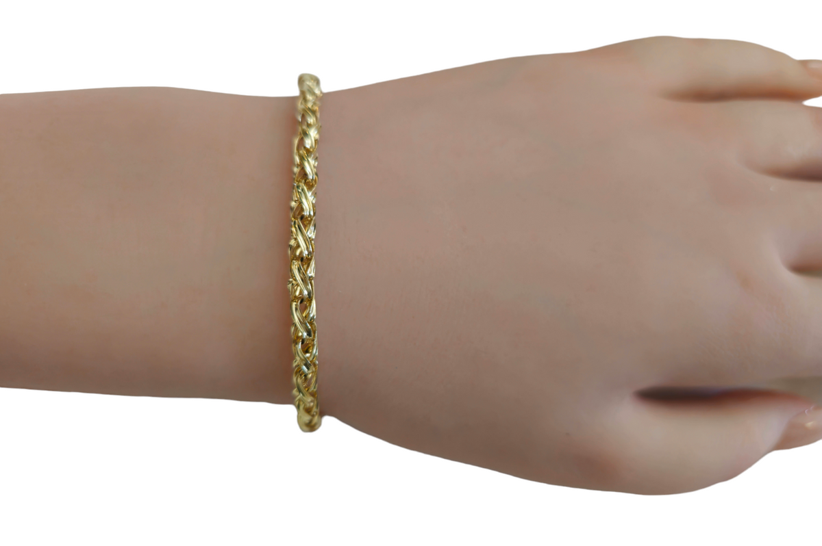 Fancy Wheat Style Italian Bracelet 14K