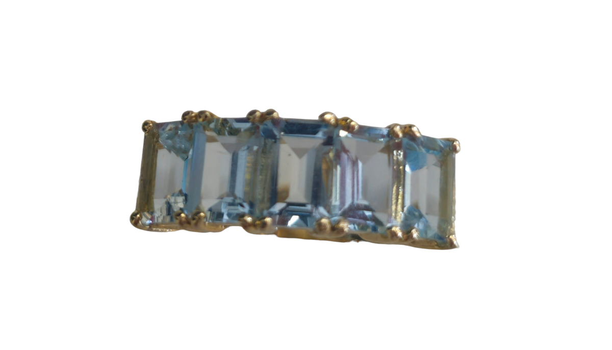 Aquamarine Stones in 14 Karat Gold Ring