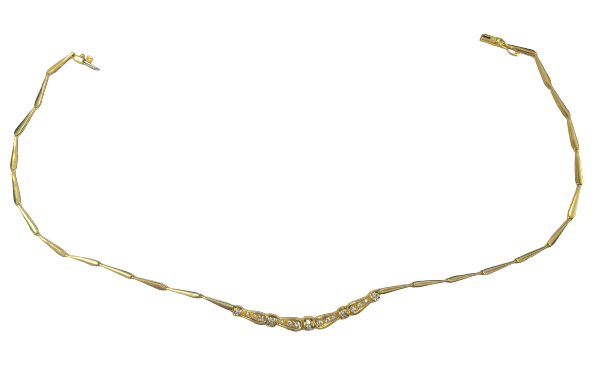 Handmade Diamond Necklace in 18 Karat Yellow Gold