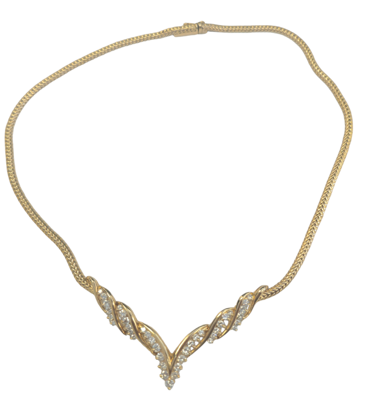 V-Shaped Twisted Design with Diamonds in 14 Karat Gold