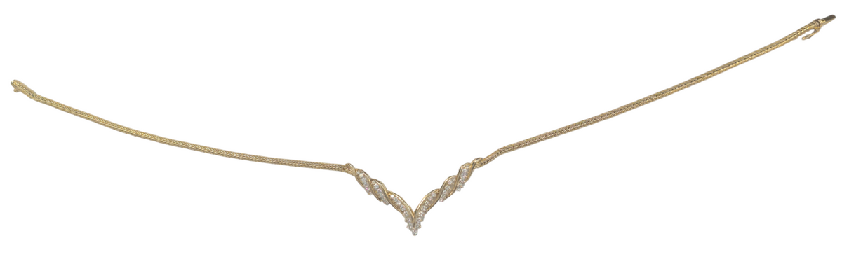 V-Shaped Twisted Design with Diamonds in 14 Karat Gold