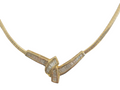 Twisted Designed Pendant with Baguette Cut Diamonds in 14 Karat Gold