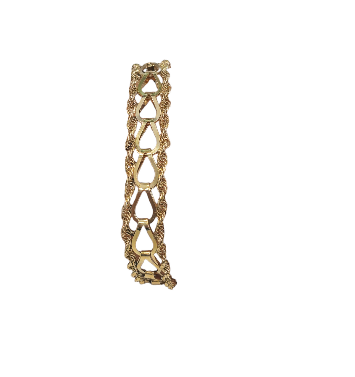 Link Chain with Rope on the Side Bracelet in 14 Karat Yellow Gold