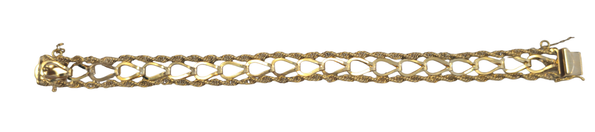 Link Chain with Rope on the Side Bracelet in 14 Karat Yellow Gold