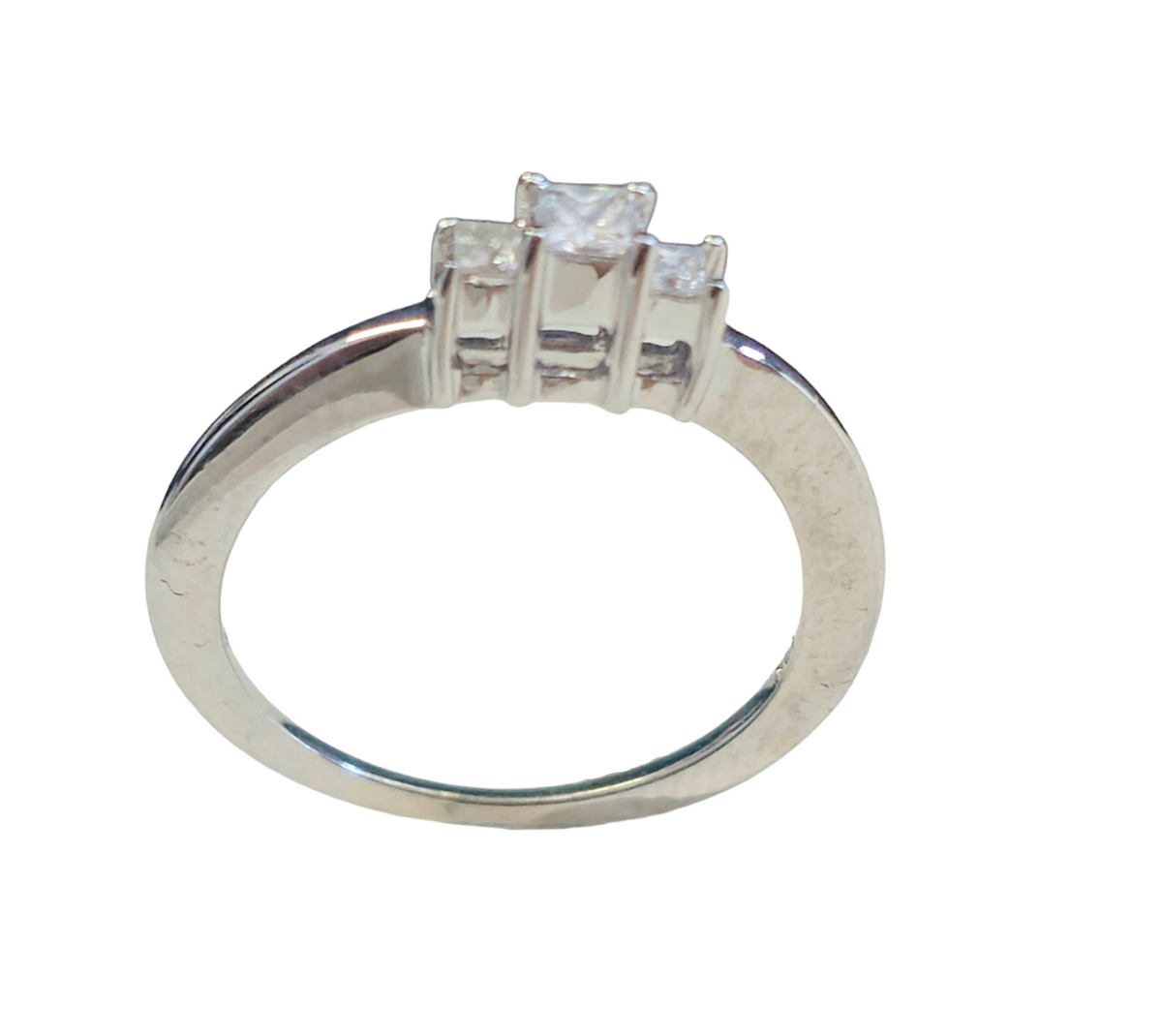 Triple Diamond Band in 10 Karat White Gold