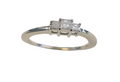 Three Diamond Band Ring in 10 Karat White Gold