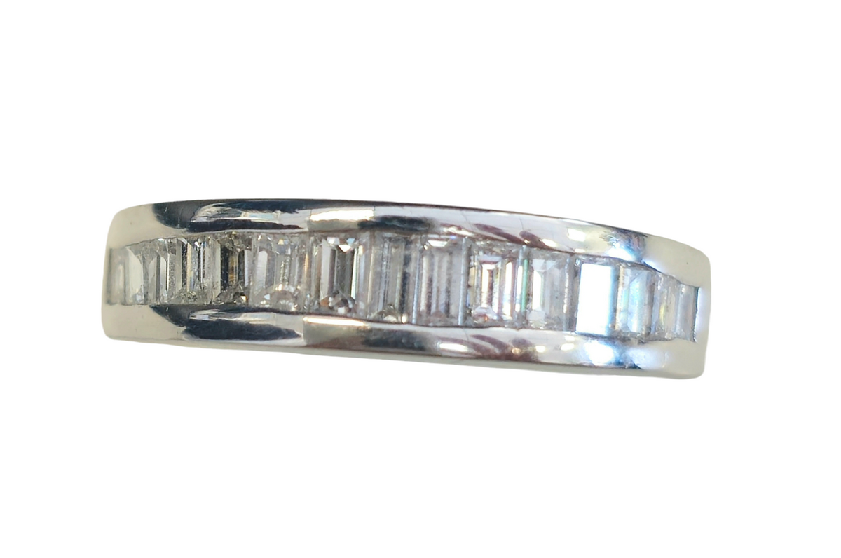 Baguette Cut Diamond Band in 14 Karat White Gold