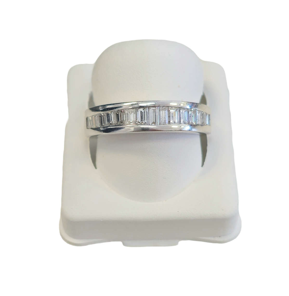 Baguette Cut Diamond Band in 14 Karat White Gold