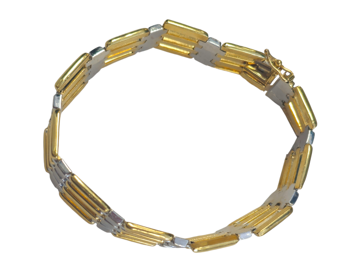 Carino Italian Two Tone Bracelet in 18 Karat Gold