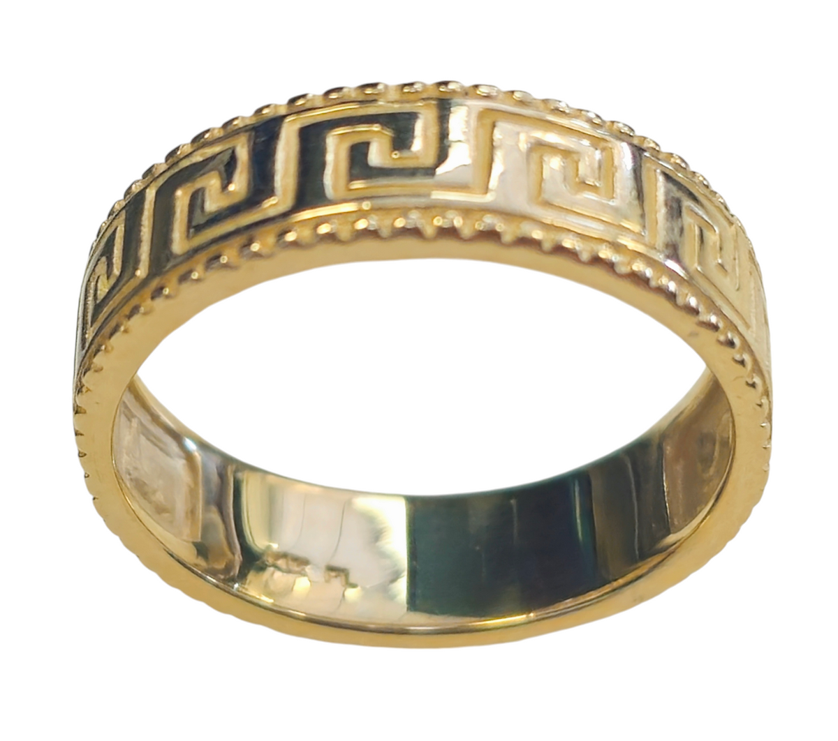 14 Karat Yellow Gold Ring Designed in Greek Pattern