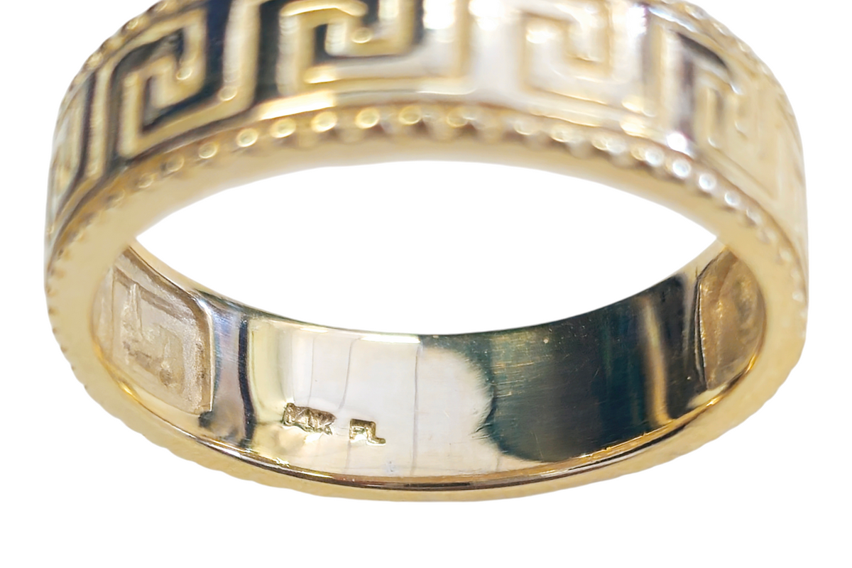 14 Karat Yellow Gold Ring Designed in Greek Pattern